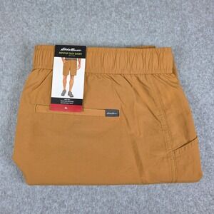 Eddie Bauer Ripstop Tech Shorts Men's XL Brown Sugar UPF‎ 50 Adjustable Belt